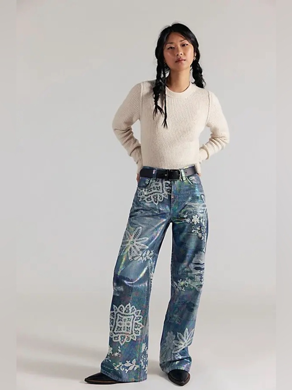 We The Free Tinsley Printed High-Rise Illusions Jeans Size 28